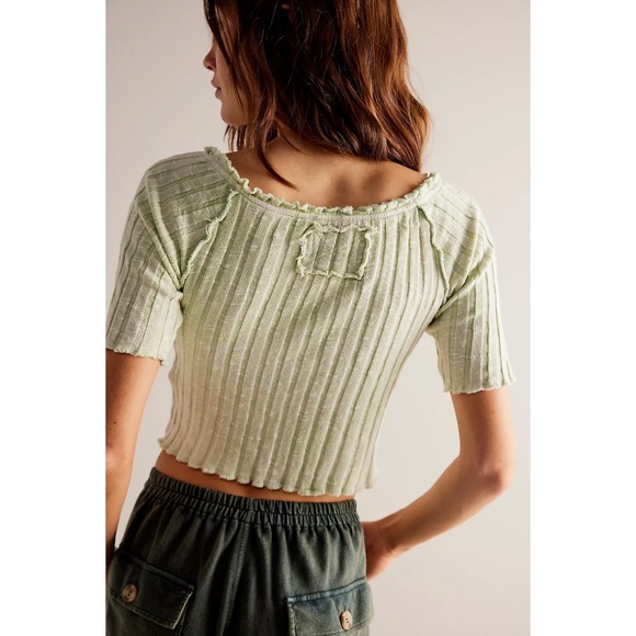 FREE PEOPLE We the Free Meant to Be Tee in Mint Green, Size L - NWT ($58 Retail) - Picture 2 of 4